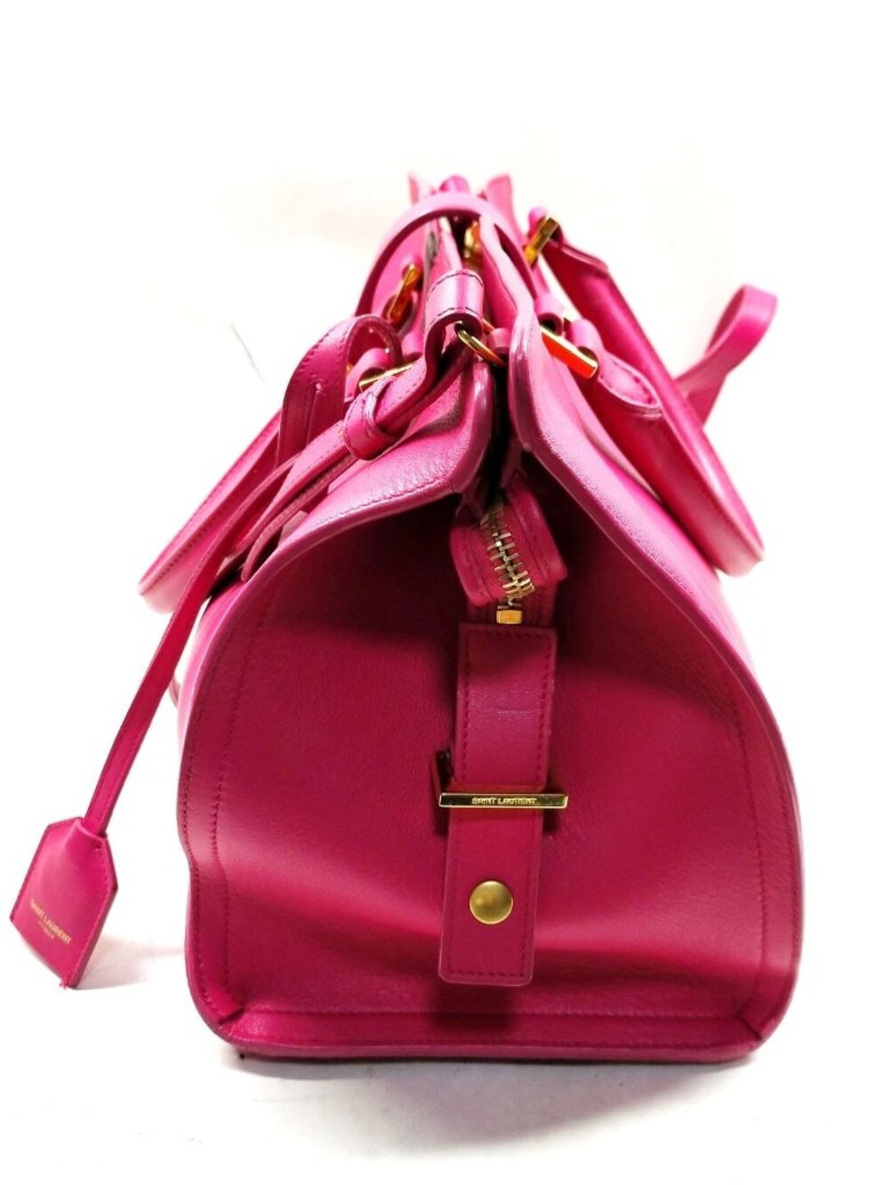 Authentic Saint Laurent YSL Cabas Chyc Pink Leather Tote Crossbody Bag - Picture 5 of 16